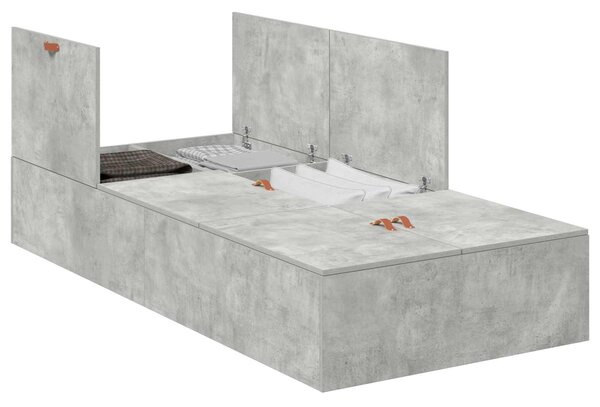 Krevet s ladicama Betonski sivi 80 x 200 cm Konstruirano drvo - Siva / 80 x 200 cm