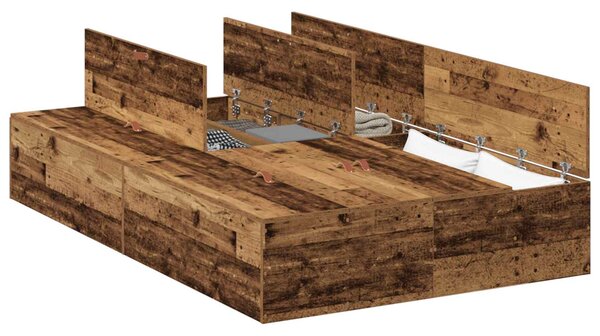 Krevet s ladicama Staro drvo 120 x 200 cm Konstruirano drvo - Smeđa / 120 x 200 cm