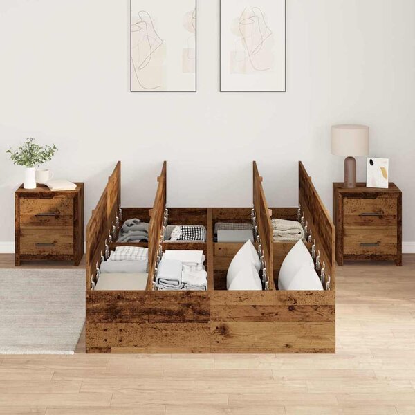 Krevet s ladicama Staro drvo 120 x 200 cm Konstruirano drvo - Smeđa / 120 x 200 cm
