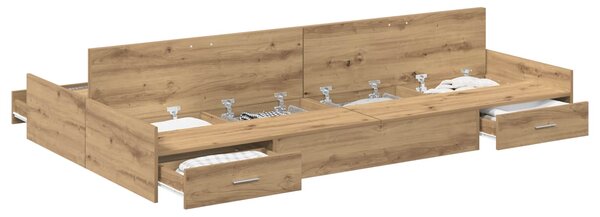 Krevet s ladicama s uzglavljem Umjetnički hrast 120 x 190 cm - Smeđa / 120 x 190 cm
