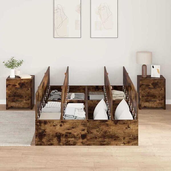 Krevet s ladicama Dimljeni hrast 120 x 190 cm Konstruirano drvo - Smeđa / 120 x 190 cm