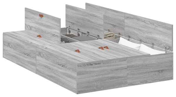 Krevet s ladicama Siva Sonoma 120 x 200 cm Konstruirano drvo - Siva / 120 x 200 cm