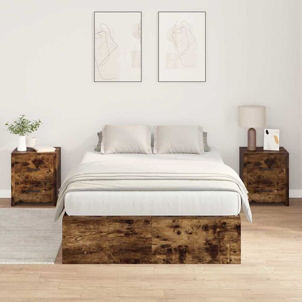 Krevet s ladicama Dimljeni hrast 120 x 190 cm Konstruirano drvo - Smeđa / 120 x 190 cm