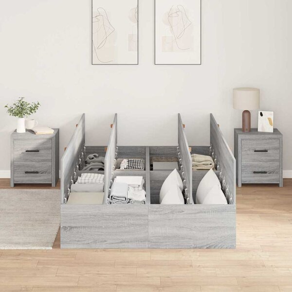 Krevet s ladicama Siva Sonoma 120 x 200 cm Konstruirano drvo - Siva / 120 x 200 cm