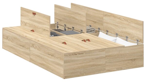 Krevet s ladicama Sonoma hrast 120 x 200 cm Konstruirano drvo - Smeđa / 120 x 200 cm