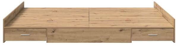 Krevet s ladicama s uzglavljem Umjetnički hrast 135 x 190 cm - Smeđa / 135 x 190 cm