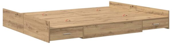 Krevet s ladicama s uzglavljem Umjetnički hrast 135 x 190 cm - Smeđa / 135 x 190 cm