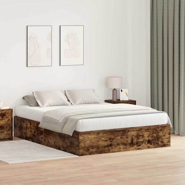 Krevet s ladicama Dimljeni hrast 135 x 190 cm Konstruirano drvo - Smeđa / 135 x 190 cm