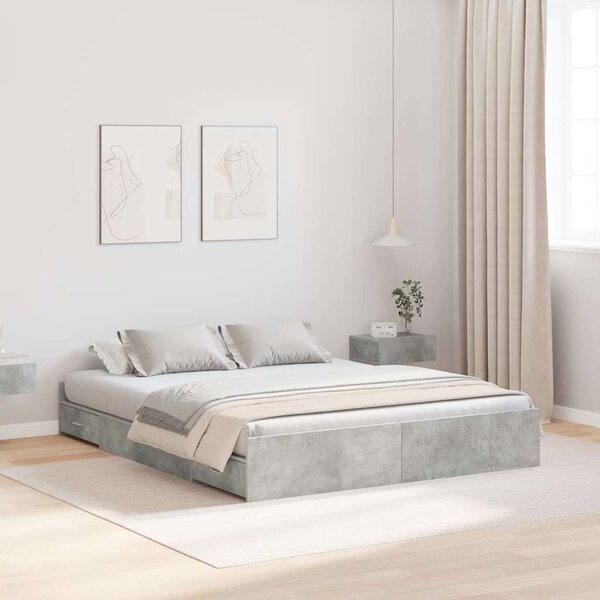 Krevet s ladicama Betonski sivi 135 x 190 cm Konstruirano drvo - Siva / 135 x 190 cm