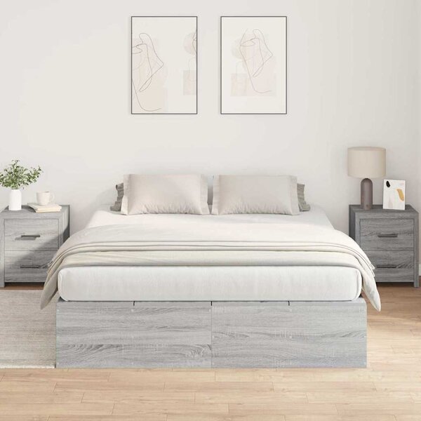 Krevet s ladicama Siva Sonoma 135 x 190 cm Konstruirano drvo - Siva / 135 x 190 cm