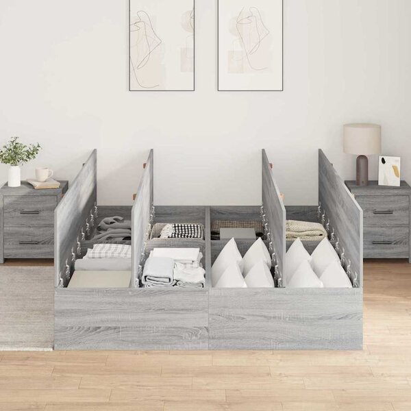 Krevet s ladicama Siva Sonoma 135 x 190 cm Konstruirano drvo - Siva / 135 x 190 cm