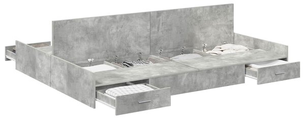 Krevet s ladicama Betonski sivi 135 x 190 cm Konstruirano drvo - Siva / 135 x 190 cm