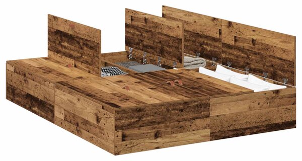 Krevet s ladicama Staro drvo 135 x 190 cm Konstruirano drvo - Smeđa / 135 x 190 cm