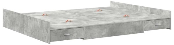 Krevet s ladicama Betonski sivi 135 x 190 cm Konstruirano drvo - Siva / 135 x 190 cm