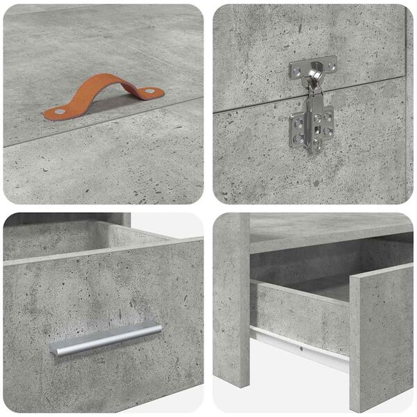 Krevet s ladicama Betonski sivi 135 x 190 cm Konstruirano drvo - Siva / 135 x 190 cm