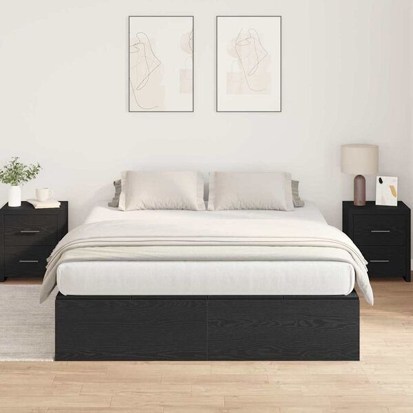 Krevet s ladicama Crni hrast 135 x 190 cm Konstruirano drvo - Crna / 135 x 190 cm