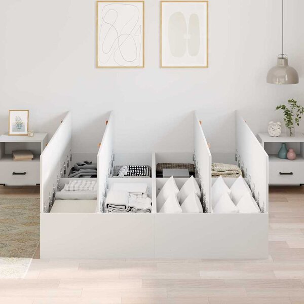 Krevet s ladicama Bijelo 150 x 200 cm Konstruirano drvo - Bijela / 150 x 200 cm