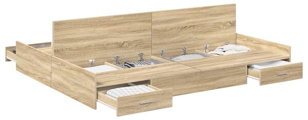 Krevet s ladicama Sonoma hrast 135 x 190 cm Konstruirano drvo - Smeđa / 135 x 190 cm
