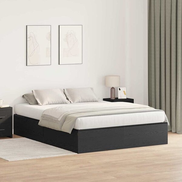 Krevet s ladicama Crni hrast 135 x 190 cm Konstruirano drvo - Crna / 135 x 190 cm