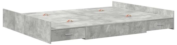 Krevet s ladicama Betonski sivi 135 x 190 cm Konstruirano drvo - Siva / 135 x 190 cm