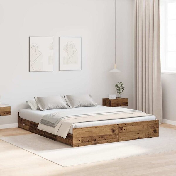 Krevet s ladicama Staro drvo 140 x 190 cm Konstruirano drvo - Smeđa / 140 x 190 cm