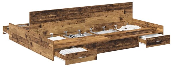 Krevet s ladicama Staro drvo 140 x 190 cm Konstruirano drvo - Smeđa / 140 x 190 cm