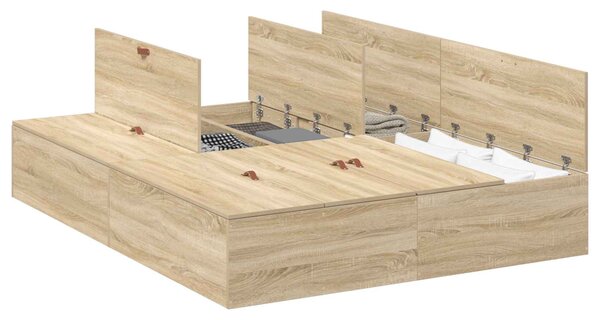Krevet s ladicama Sonoma hrast 150 x 200 cm Konstruirano drvo - Smeđa / 150 x 200 cm