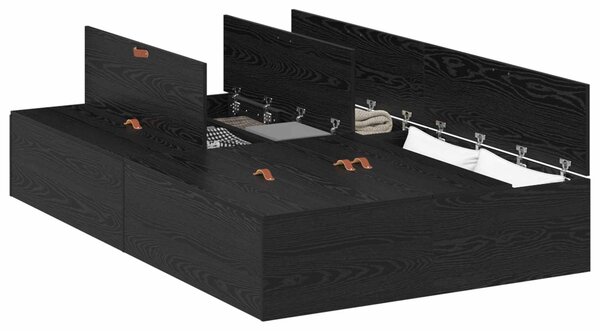Krevet s ladicama Crni hrast 120 x 190 cm Konstruirano drvo - Crna / 120 x 190 cm