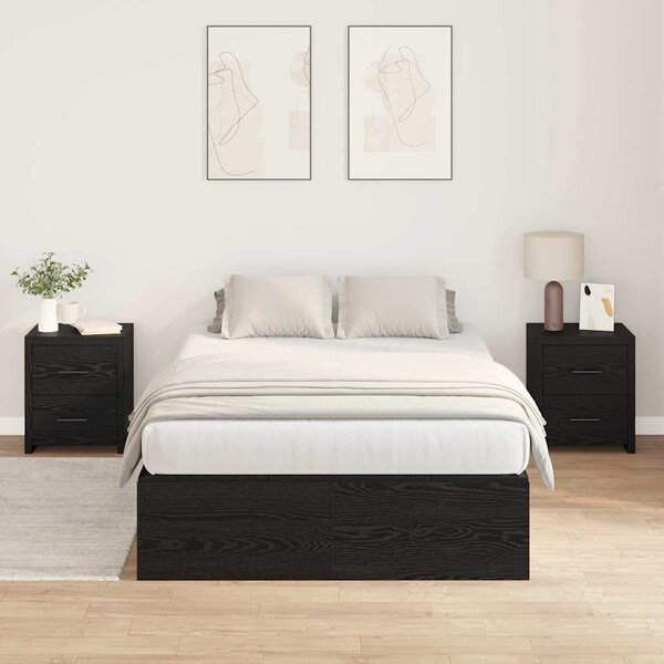 Krevet s ladicama Crni hrast 120 x 190 cm Konstruirano drvo - Crna / 120 x 190 cm