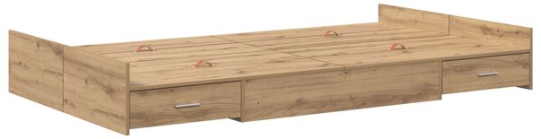Krevet s ladicama s uzglavljem Umjetnički hrast 120 x 200 cm - Smeđa / 120 x 200 cm