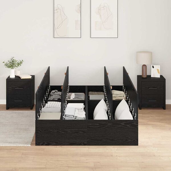 Krevet s ladicama Crni hrast 120 x 190 cm Konstruirano drvo - Crna / 120 x 190 cm