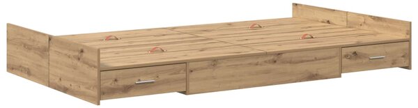 Krevet s ladicama s uzglavljem Umjetnički hrast 120 x 200 cm - Smeđa / 120 x 200 cm