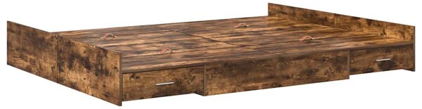 Krevet s ladicama Dimljeni hrast 140 x 200 cm Konstruirano drvo - Smeđa / 140 x 200 cm