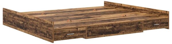 Krevet s ladicama Staro drvo 200 x 200 cm Konstruirano drvo - Smeđa / 200 x 200 cm
