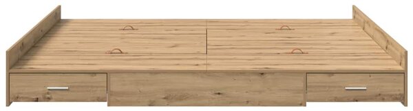Krevet s ladicama s uzglavljem Umjetnički hrast 180 x 200 cm - Smeđa / 180 x 200 cm