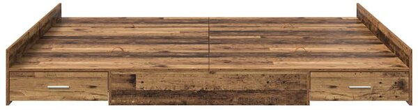 Krevet s ladicama Staro drvo 200 x 200 cm Konstruirano drvo - Smeđa / 200 x 200 cm