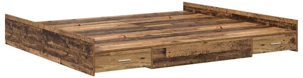 Krevet s ladicama Staro drvo 200 x 200 cm Konstruirano drvo - Smeđa / 200 x 200 cm