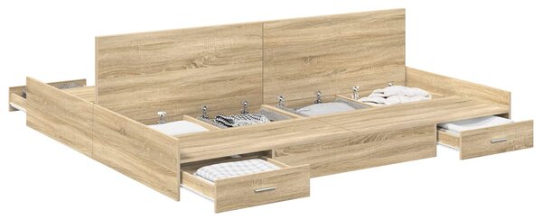 Krevet s ladicama Sonoma hrast 180 x 200 cm Konstruirano drvo - Smeđa / 180 x 200 cm