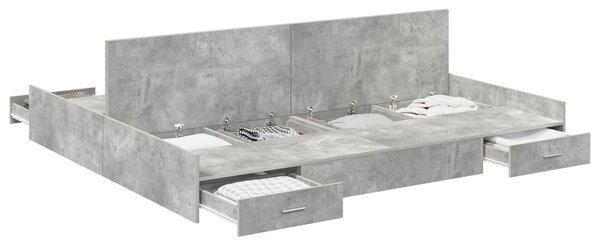 Krevet s ladicama Betonski sivi 180 x 200 cm Konstruirano drvo - Siva / 180 x 200 cm
