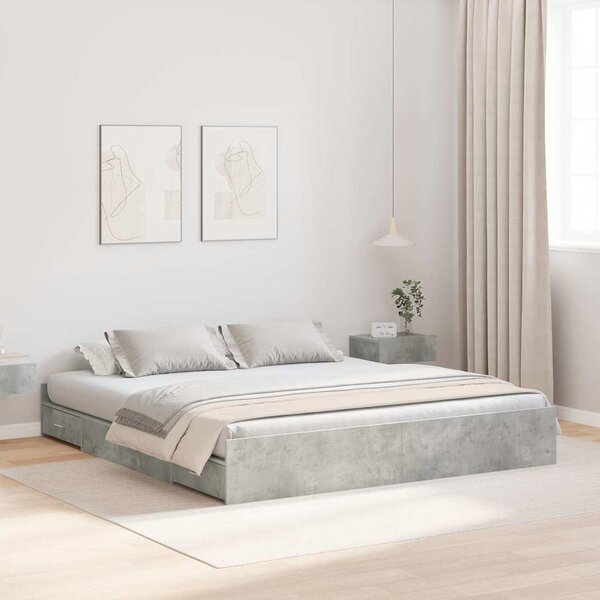 Krevet s ladicama Betonski sivi 180 x 200 cm Konstruirano drvo - Siva / 180 x 200 cm