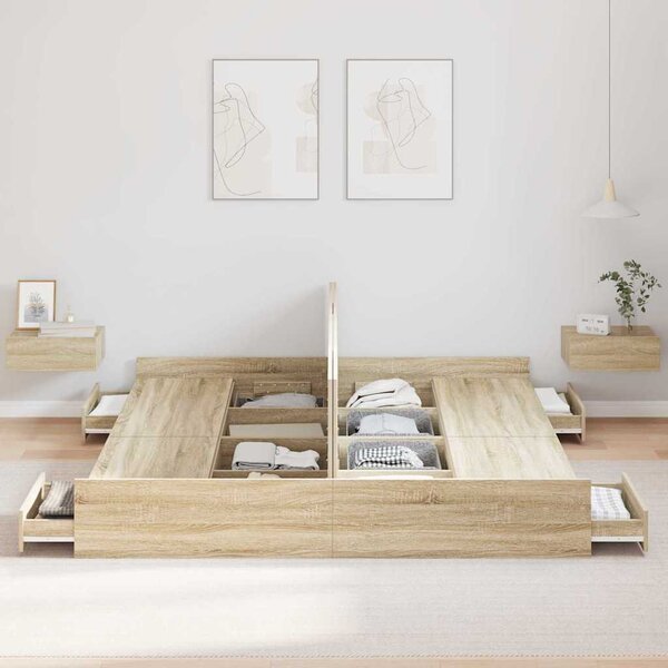 Krevet s ladicama Sonoma hrast 180 x 200 cm Konstruirano drvo - Smeđa / 180 x 200 cm
