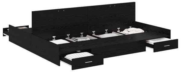Krevet s ladicama Crni hrast 180 x 200 cm Konstruirano drvo - Crna / 180 x 200 cm
