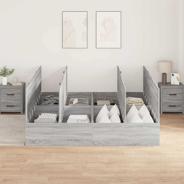 Krevet s ladicama Siva Sonoma 200 x 200 cm Konstruirano drvo - Siva / 200 x 200 cm