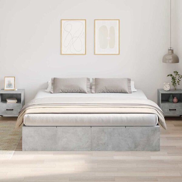 Krevet s ladicama Betonski sivi 200 x 200 cm Konstruirano drvo - Siva / 200 x 200 cm