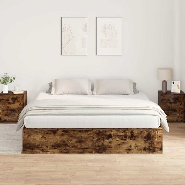 Krevet s ladicama Dimljeni hrast 200 x 200 cm Konstruirano drvo - Smeđa / 200 x 200 cm