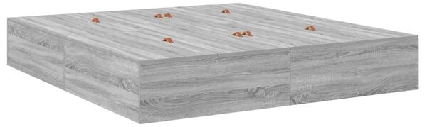 Krevet s ladicama Siva Sonoma 200 x 200 cm Konstruirano drvo - Siva / 200 x 200 cm