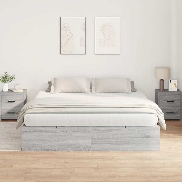 Krevet s ladicama Siva Sonoma 200 x 200 cm Konstruirano drvo - Siva / 200 x 200 cm