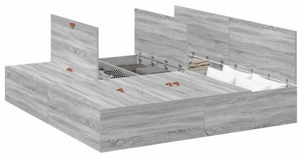 Krevet s ladicama Siva Sonoma 200 x 200 cm Konstruirano drvo - Siva / 200 x 200 cm