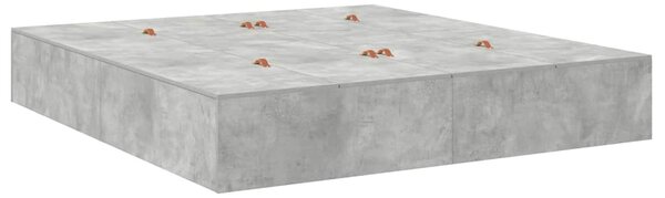 Krevet s ladicama Betonski sivi 200 x 200 cm Konstruirano drvo - Siva / 200 x 200 cm
