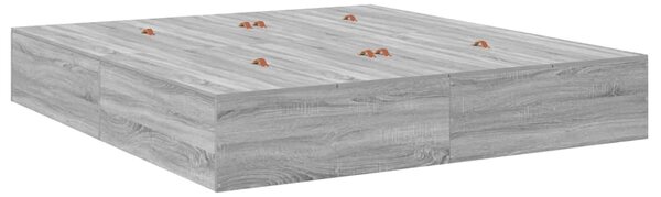 Krevet s ladicama Siva Sonoma 200 x 200 cm Konstruirano drvo - Siva / 200 x 200 cm